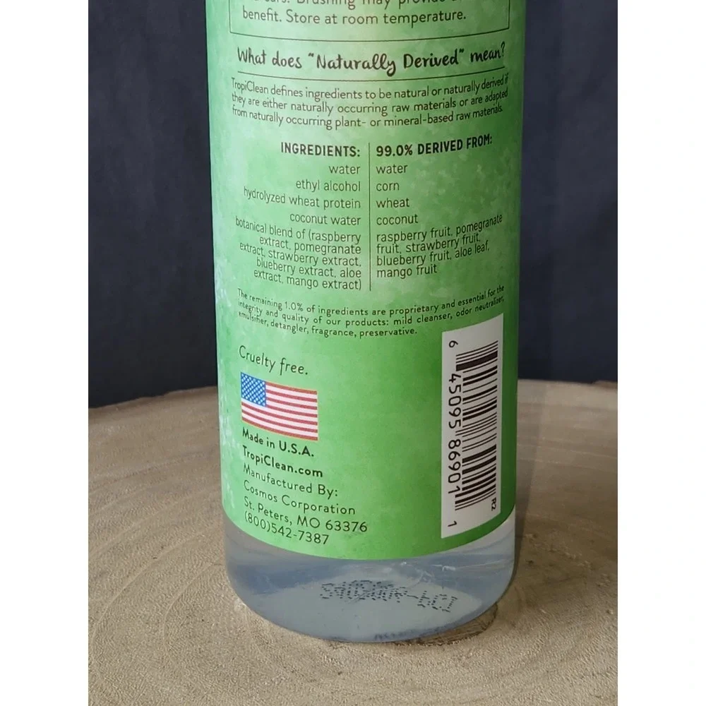 TropiClean‎ Waterless Dog Shampoo Deep Cleaning Berry Coconut 7.4 oz/220ml~NEW
